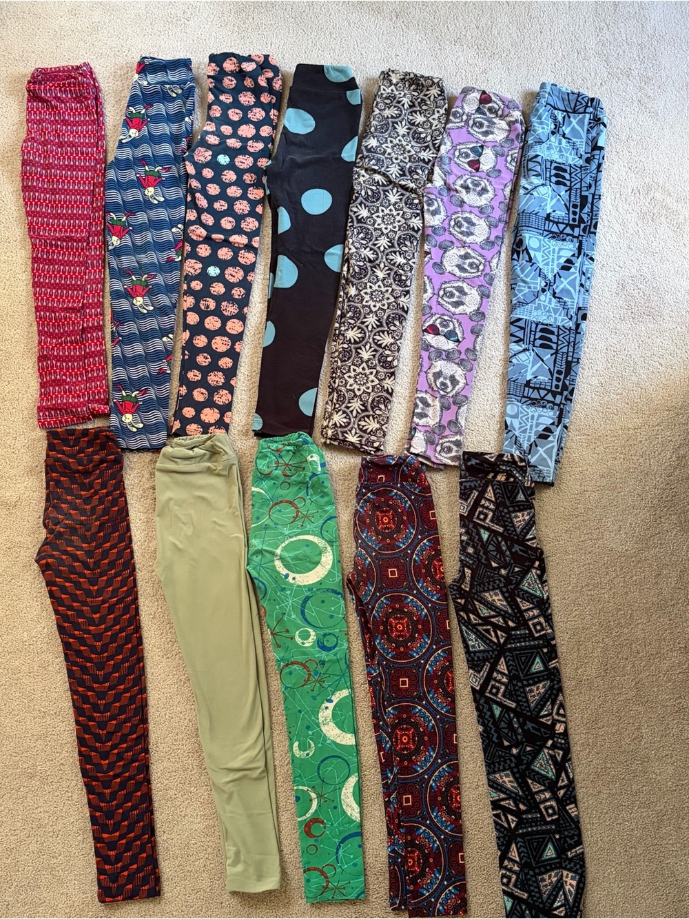 Set Of 12 Various Designs Lularoe Youth girls leggings L/XL